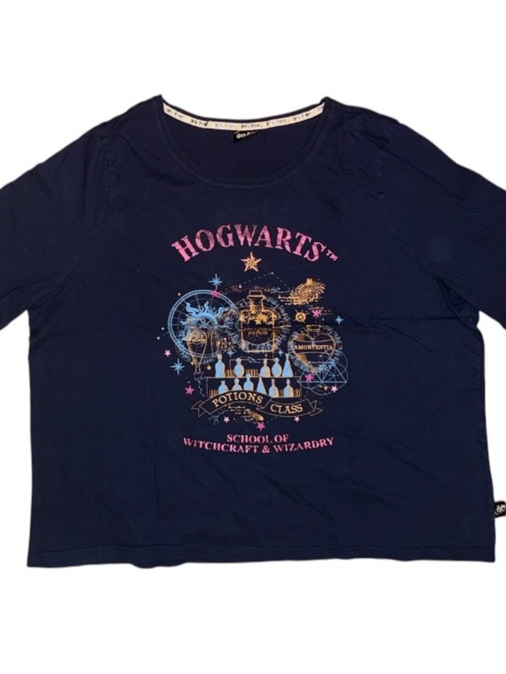 Hogwarts Navy Long Sleeve Graphic Tee Size UK 27=US XXL - Picture 2 of 9